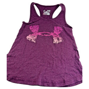 Under Armour Girls HeatGear Racerback Tank Top Purple Logo YSM